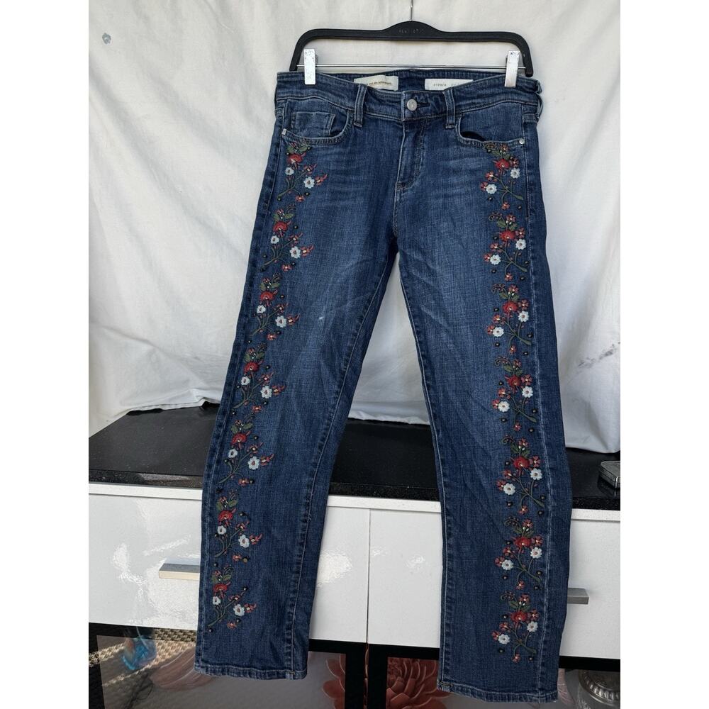 Pilcro and the Letterpress Hyphen Style Sz 27 Floral Embroider Subtle Stud Jeans